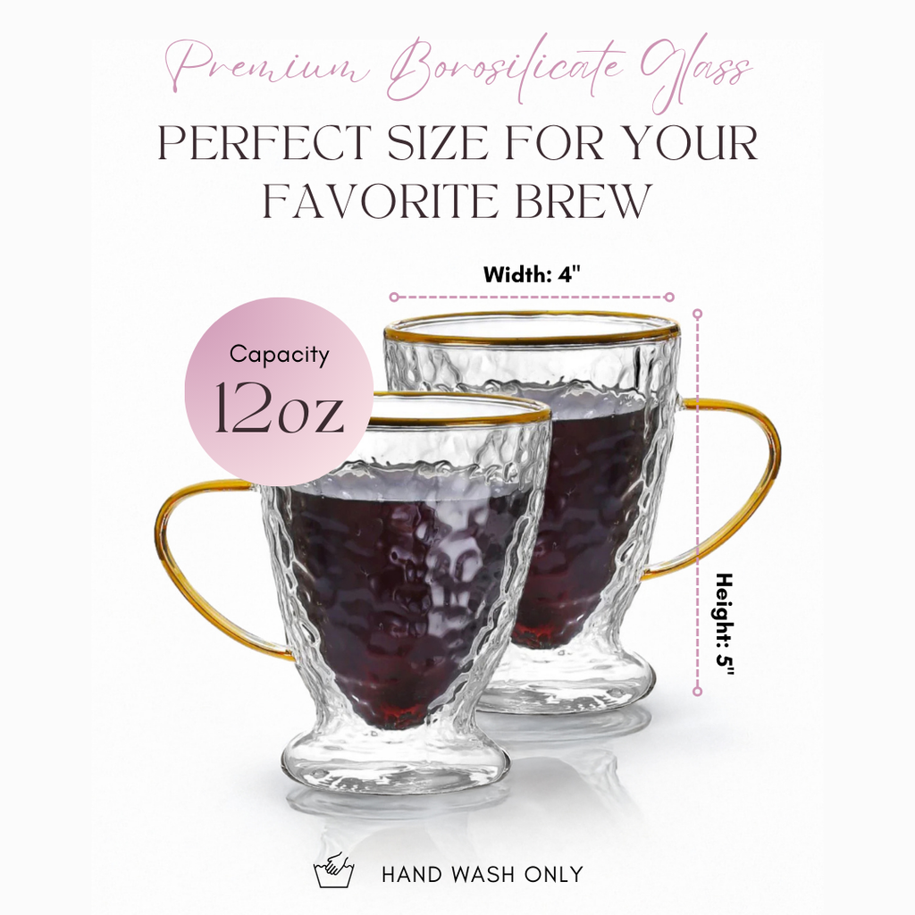 Hammered Double Wall Glass Coffee Cups-1