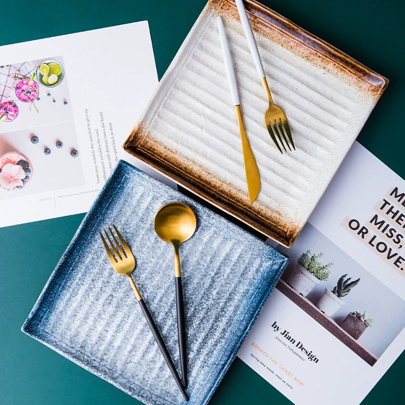 Textured Square Presentation Plate — Modern Fine Dining Statement Piece-3