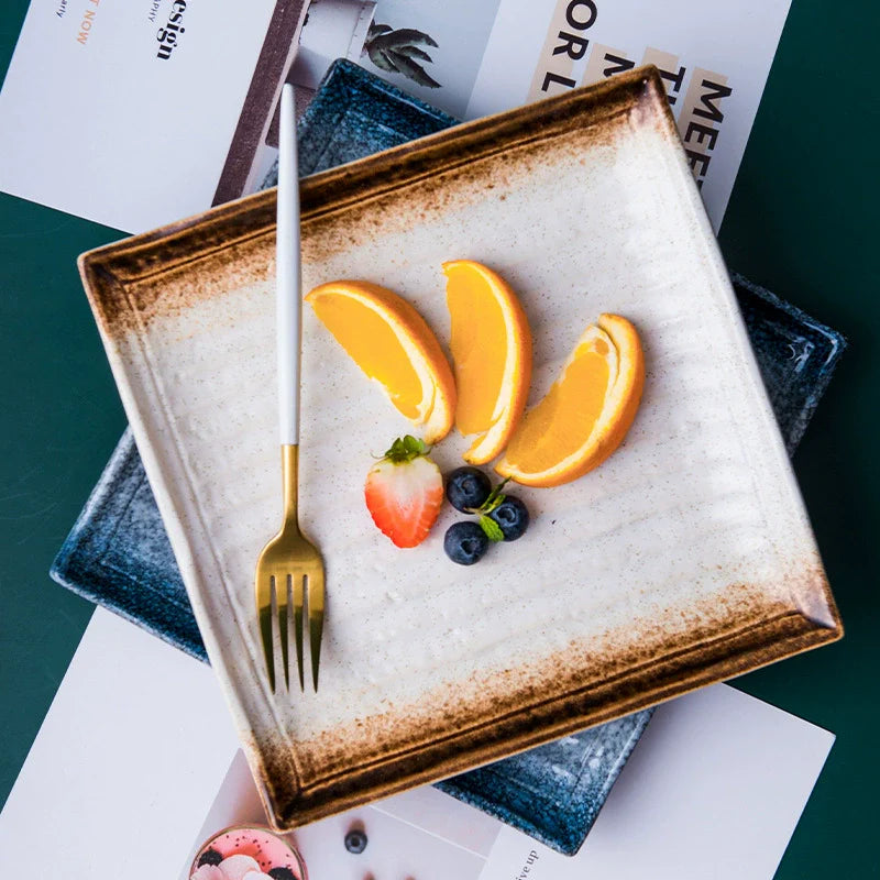 Textured Square Presentation Plate — Modern Fine Dining Statement Piece-2