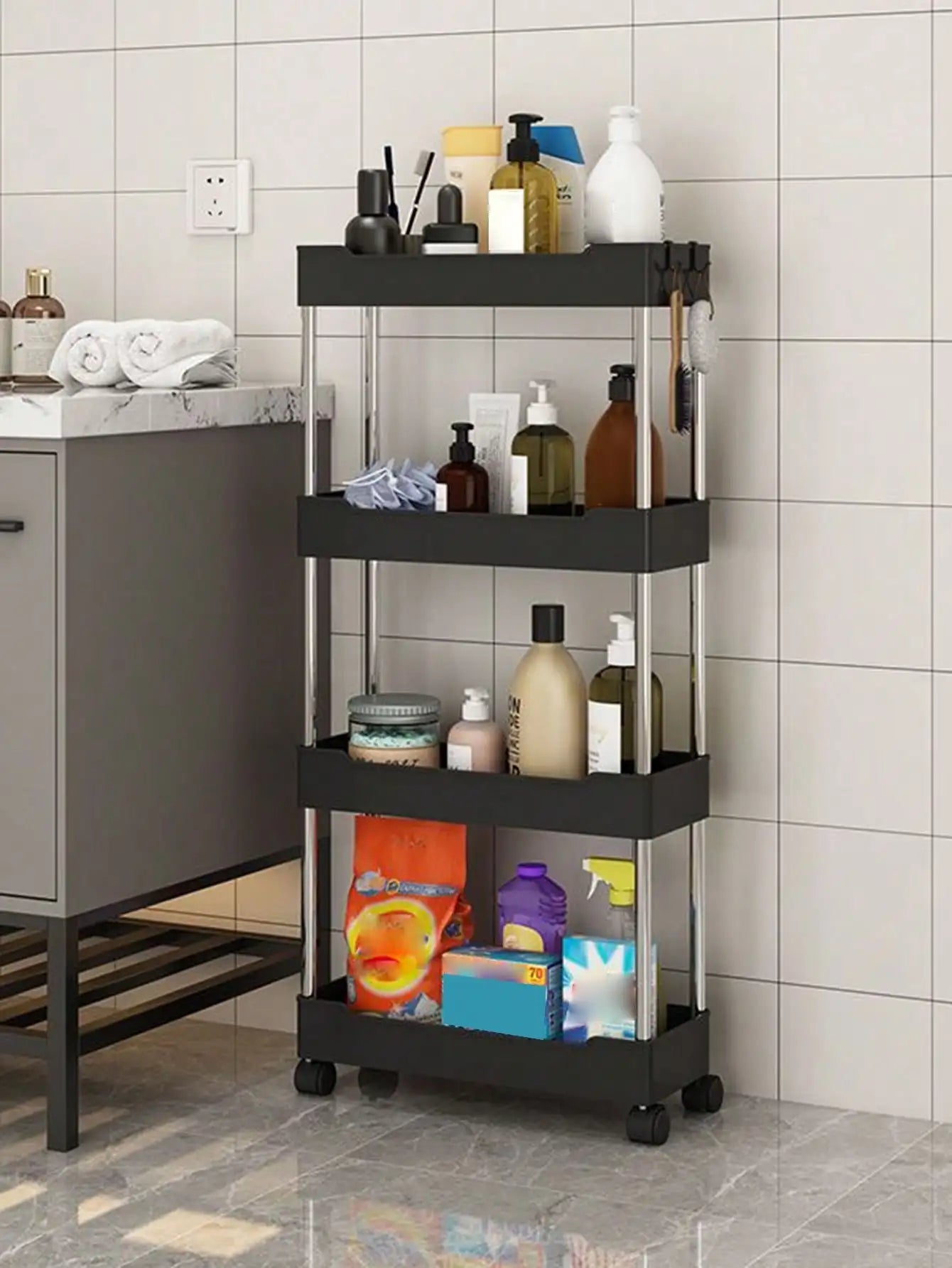 4 Tier Rolling Utility Cart | Curator Design